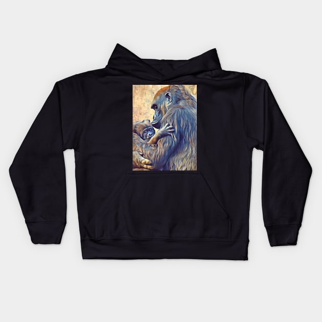 Western Lowland Gorilla and baby Kids Hoodie by Sharonzoolady